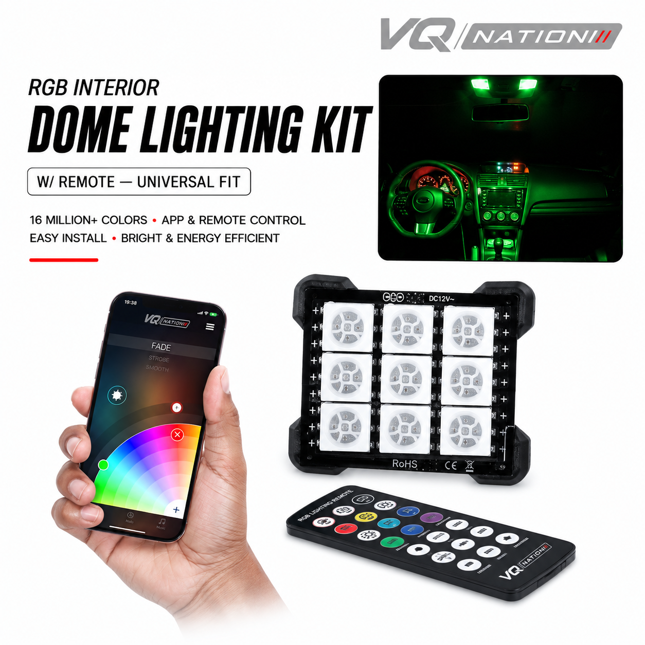 VQ NATION RGB Interior Dome Lighting Kit w/ Remote — Universal Fit