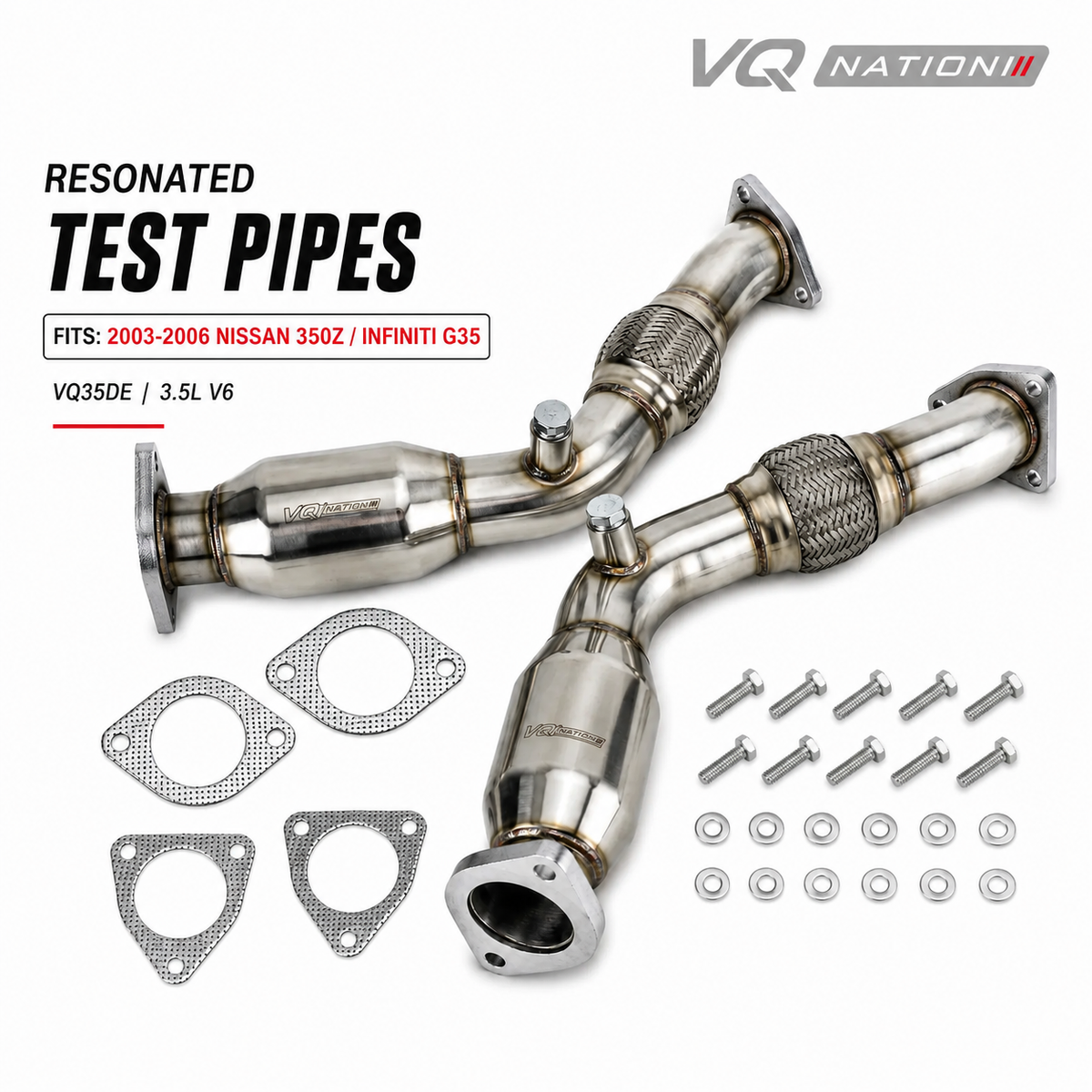 VQ NATION Resonated Test Pipes — Nissan 350Z / Infiniti G35